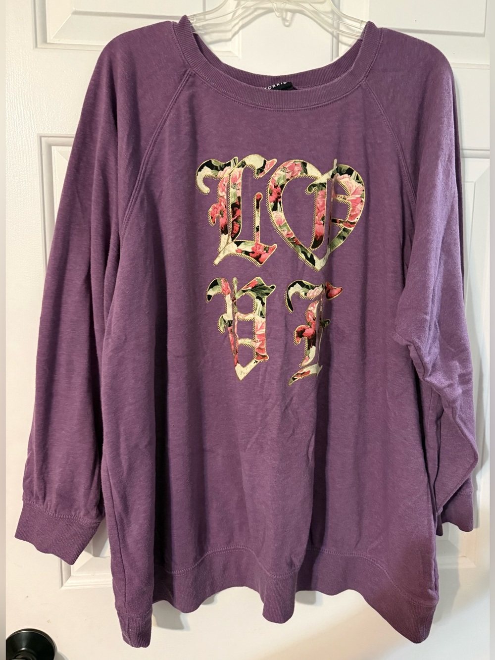 Torrid 3X Purple Love Sweatshirt